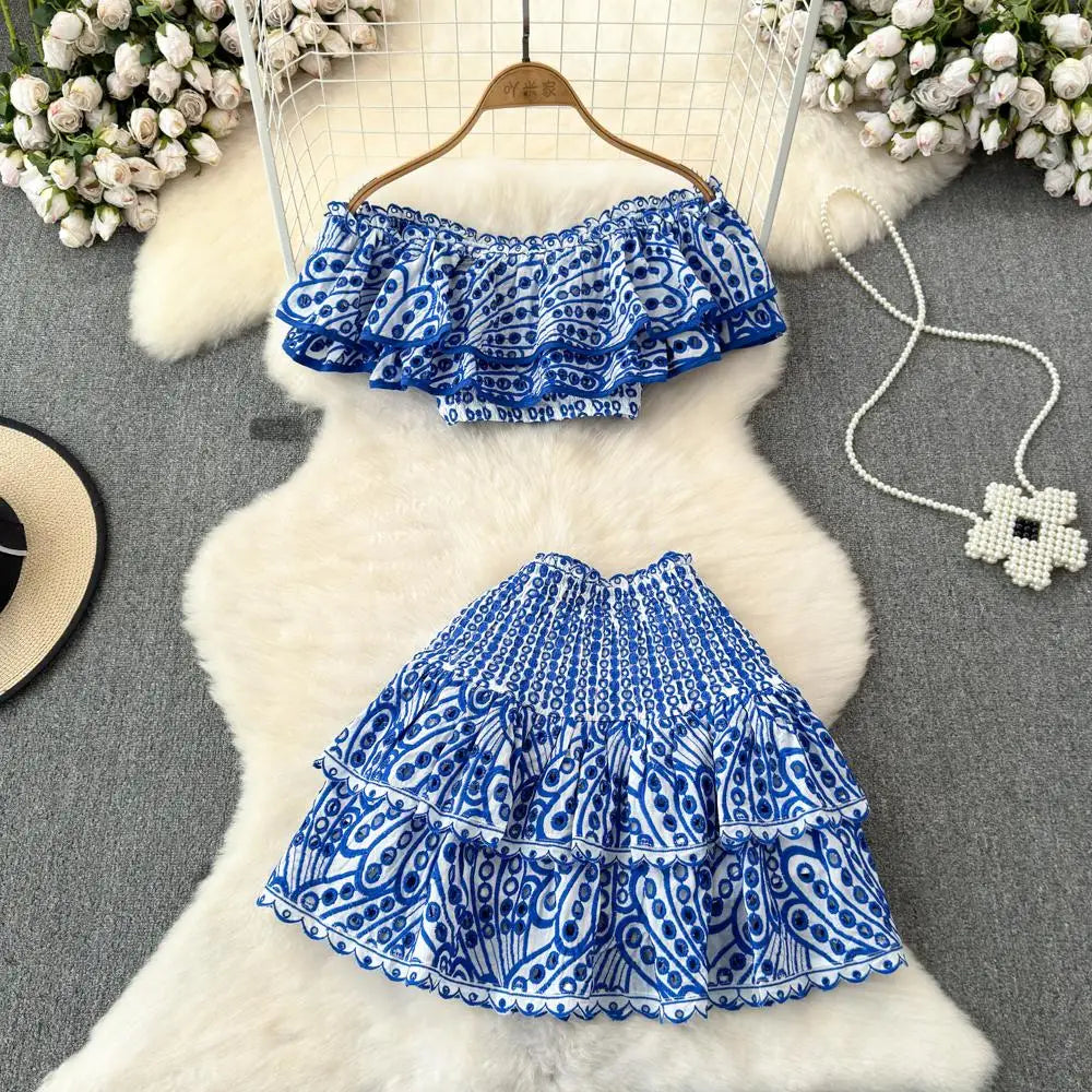 BLUE 2PC SKIRT SET main image 1