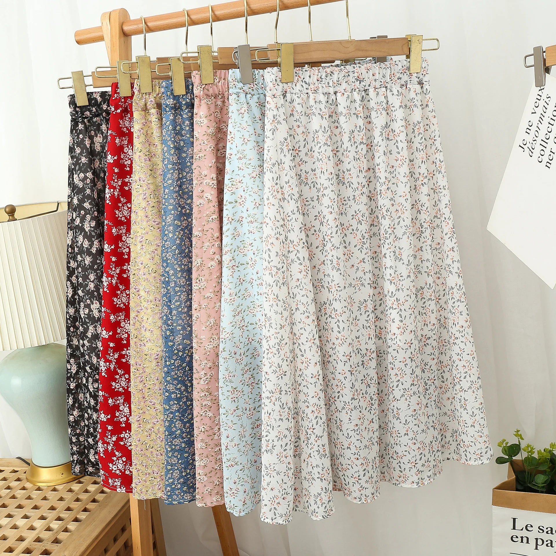 ADORA Ruffled Elastic Waist Midi Skirt main image 1