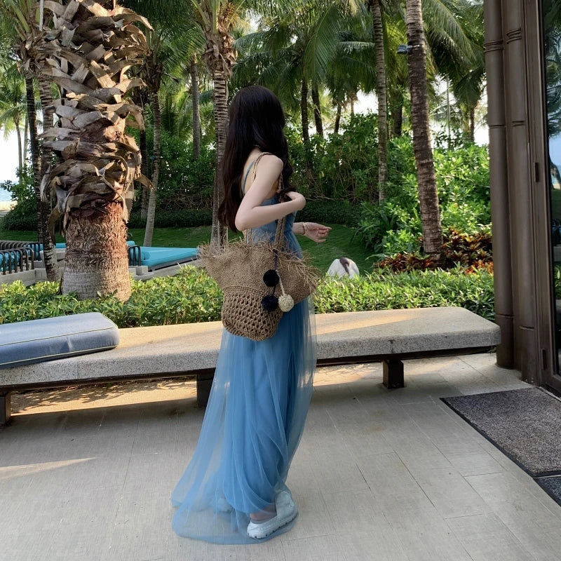 Bloom Beachside Maxi Dress Blue