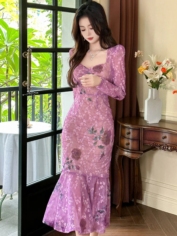 Lima Fire Floral Evening Dress main image 0