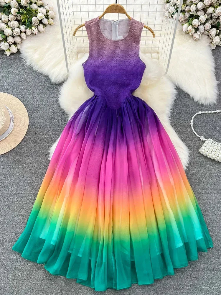 Gradient Sleeveless Summer Dress With Rainbow Colors on Luulla — free download