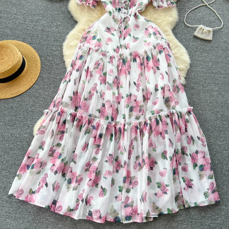 Bohemian Blossom - Sleeveless Floral Maxi Dress