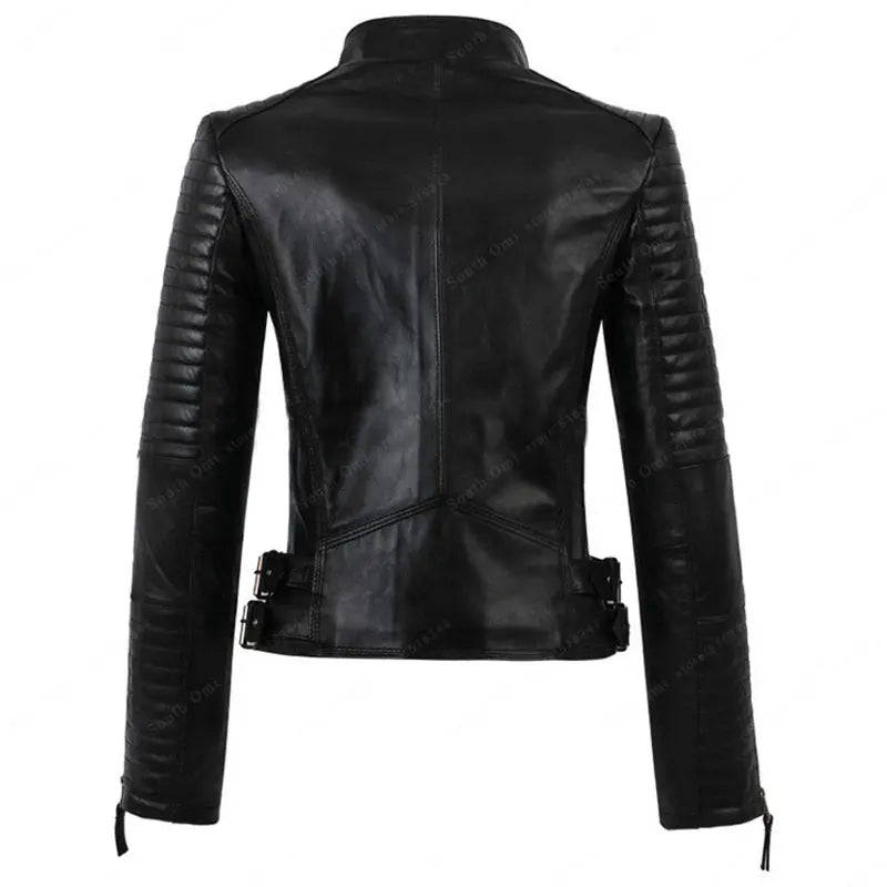 Classic Faux Leather Biker Jacket for Women