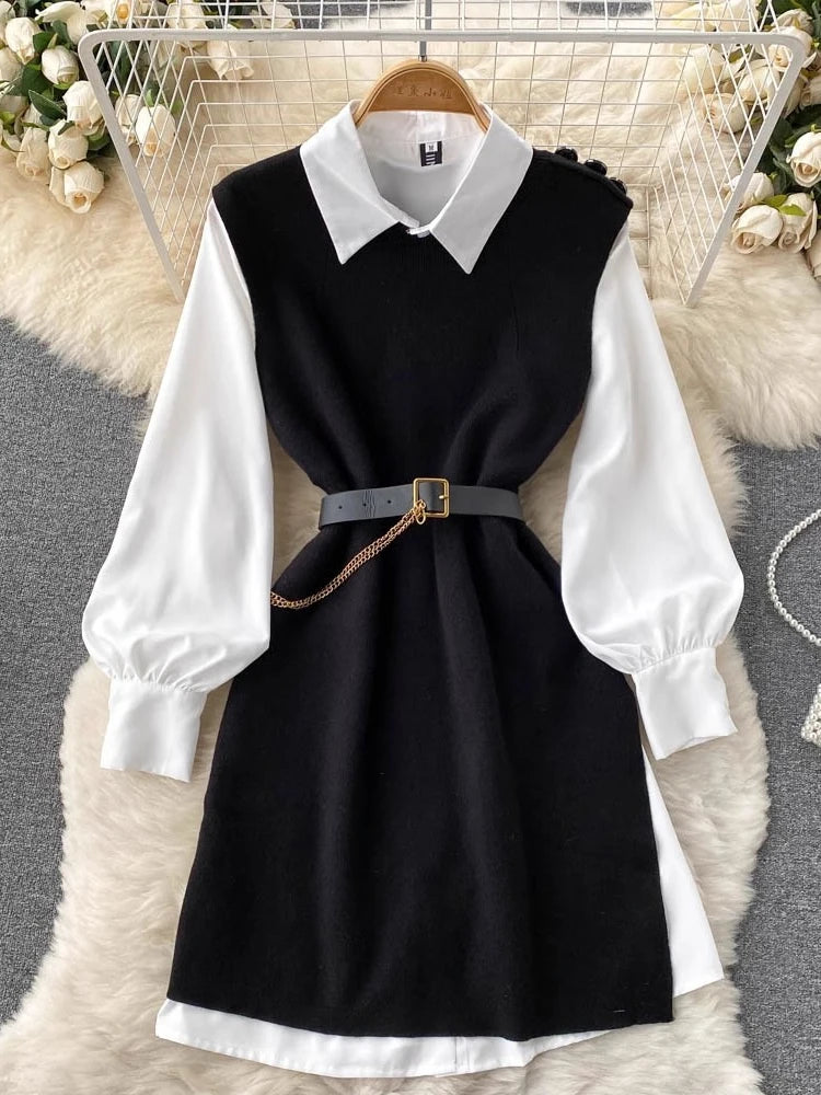 MM LONG DRESS IN WHITE TEXTURED FABRIC WITH BELT main image 1