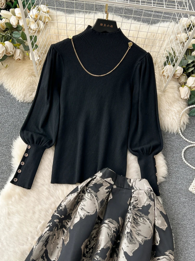 Black Floral Bralete & Skirt Set main image 0