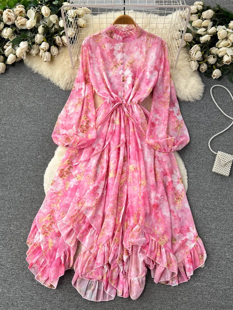 womens summer dress maxi Galocmo Women Floral Dress, V-Neck Short Sleeve Empire Waist color:Red MAXI & MIDI Flynn Western Dress -