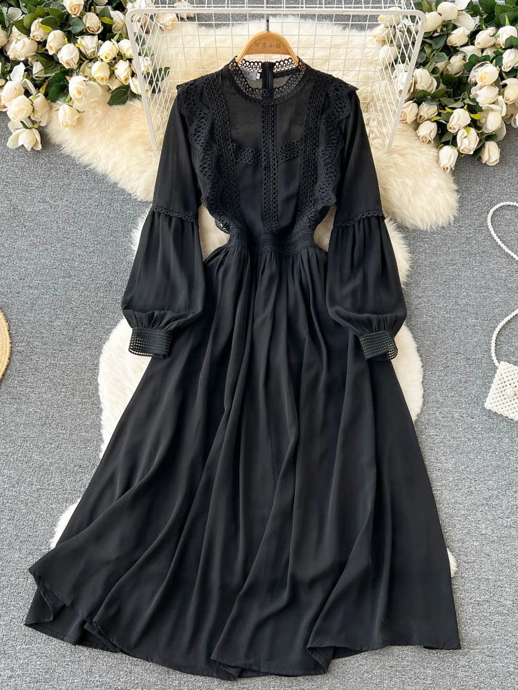 4511143 Black Lace Sleeve Dress main image 1