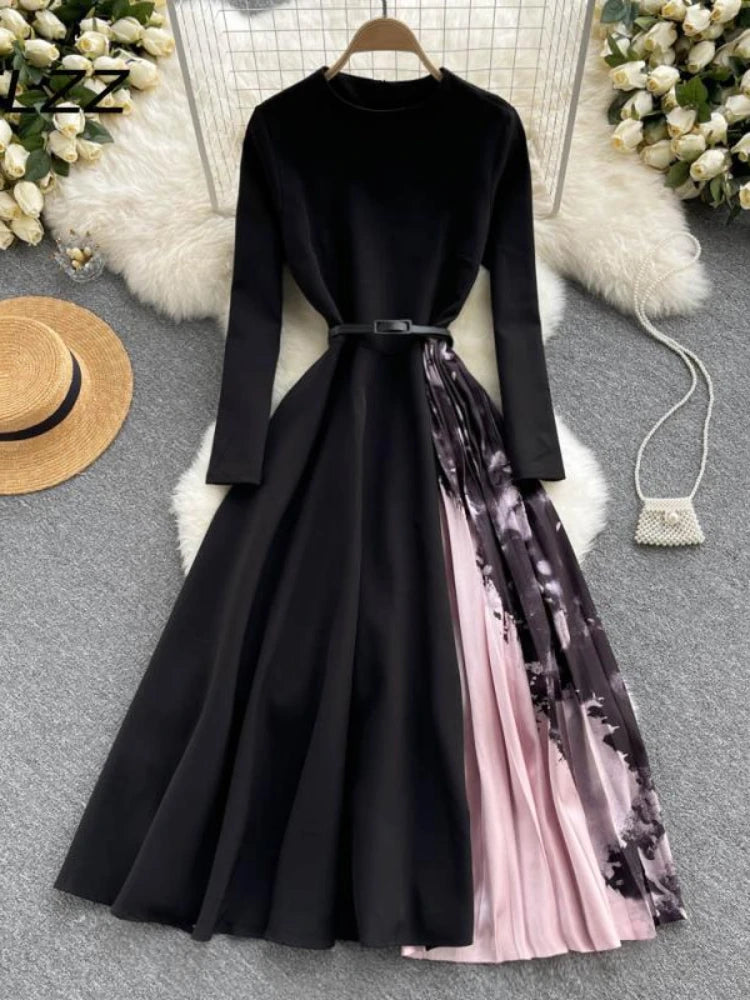 4511409 Black Floral Patterned Dress