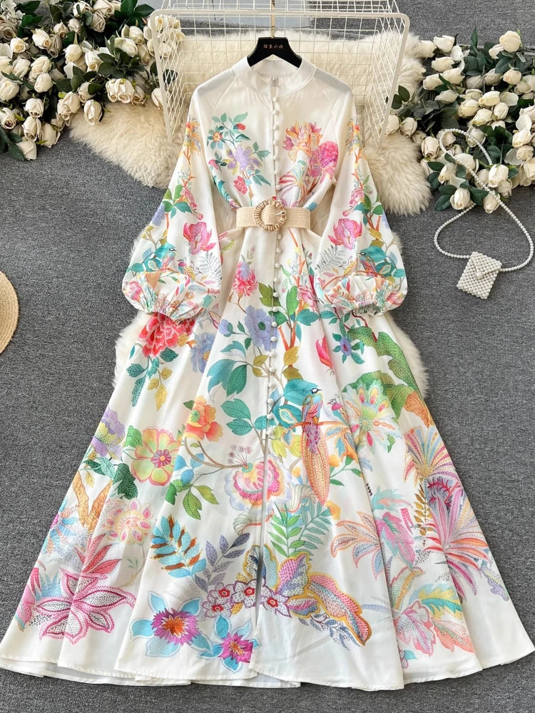 Maxi Dress with Swirl Print - Bohemian Elegance main image 0