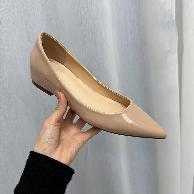 Elegant Womens Nude Pointed Toe Flats on Luulla