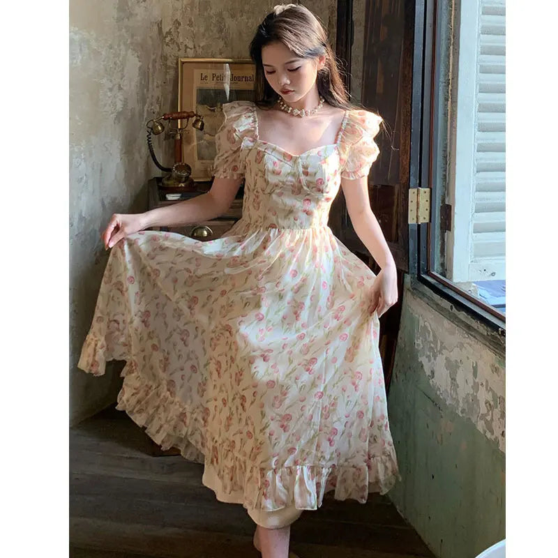 Romantic Square Neck Puffy Sleeve Dress main image 1