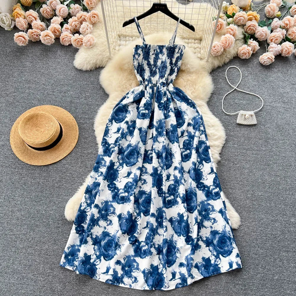PALE BLUE FLORAL SUMMER MAXI DRESS