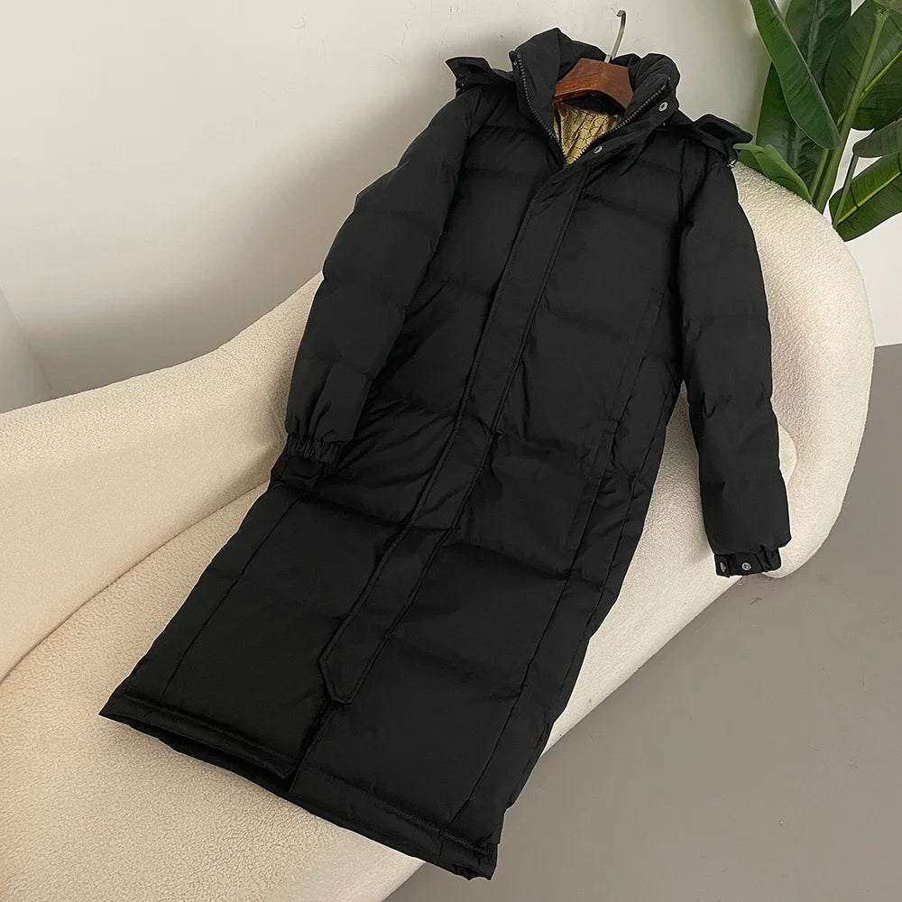Black zippered Patchwork Winter Puffer Jacket Down Coats main image 0