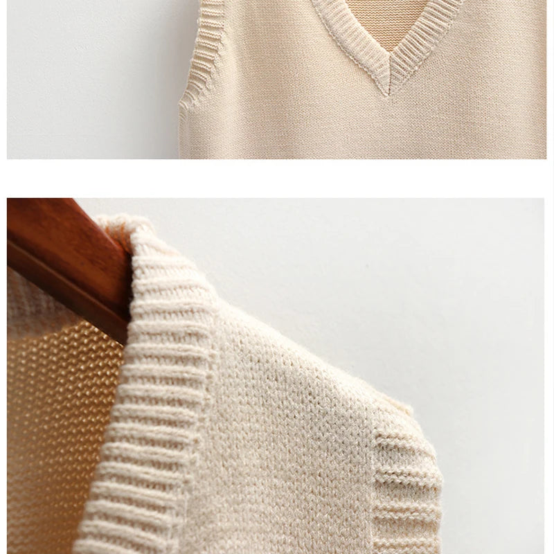 V-Neck Sleeveless Sweater Vest with Pocket main image 0