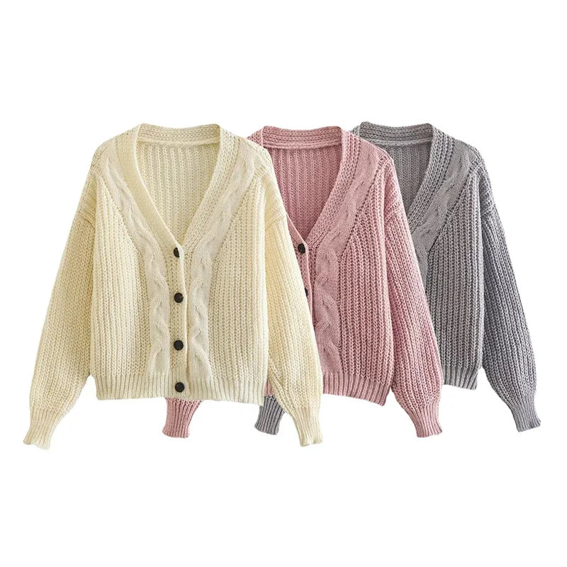 Cozy Cable Knit Cardigan In Three Colors on Luulla