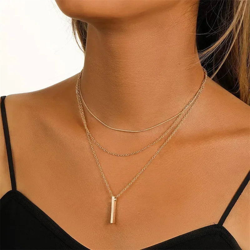 Luna Triple-Layer Gold Necklace | Tarnish-Free & Water Resistant