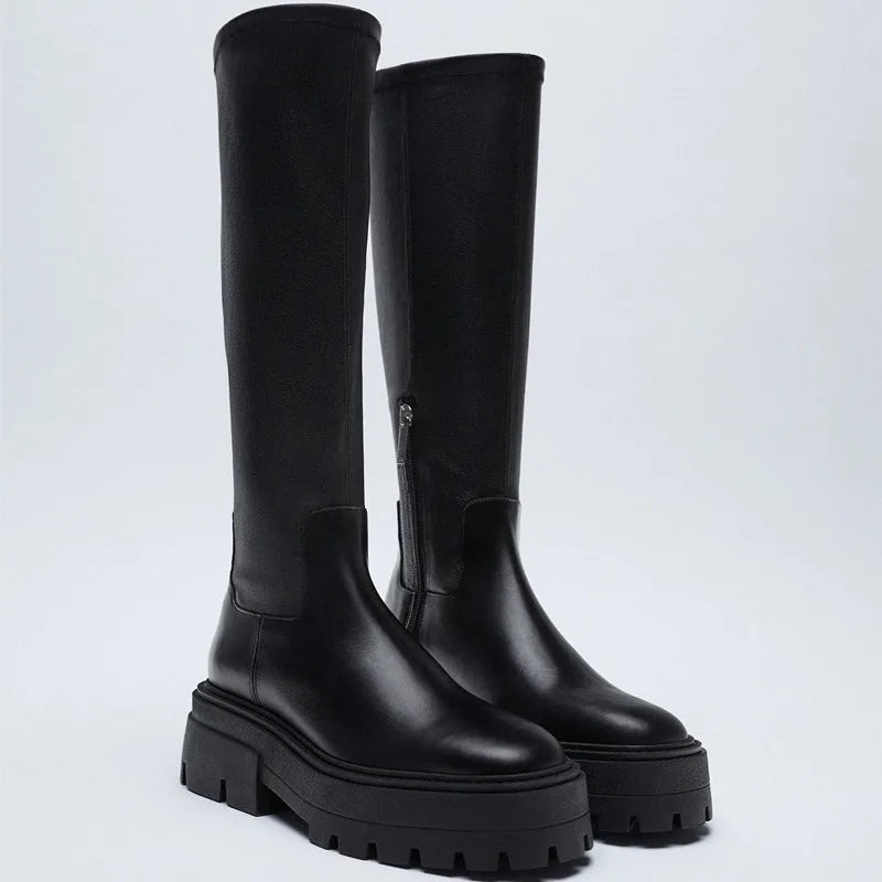 Puffy Leather Platform Boots main image 0