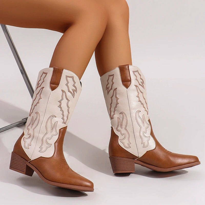 Adriana Two Tone Cowboy Boots