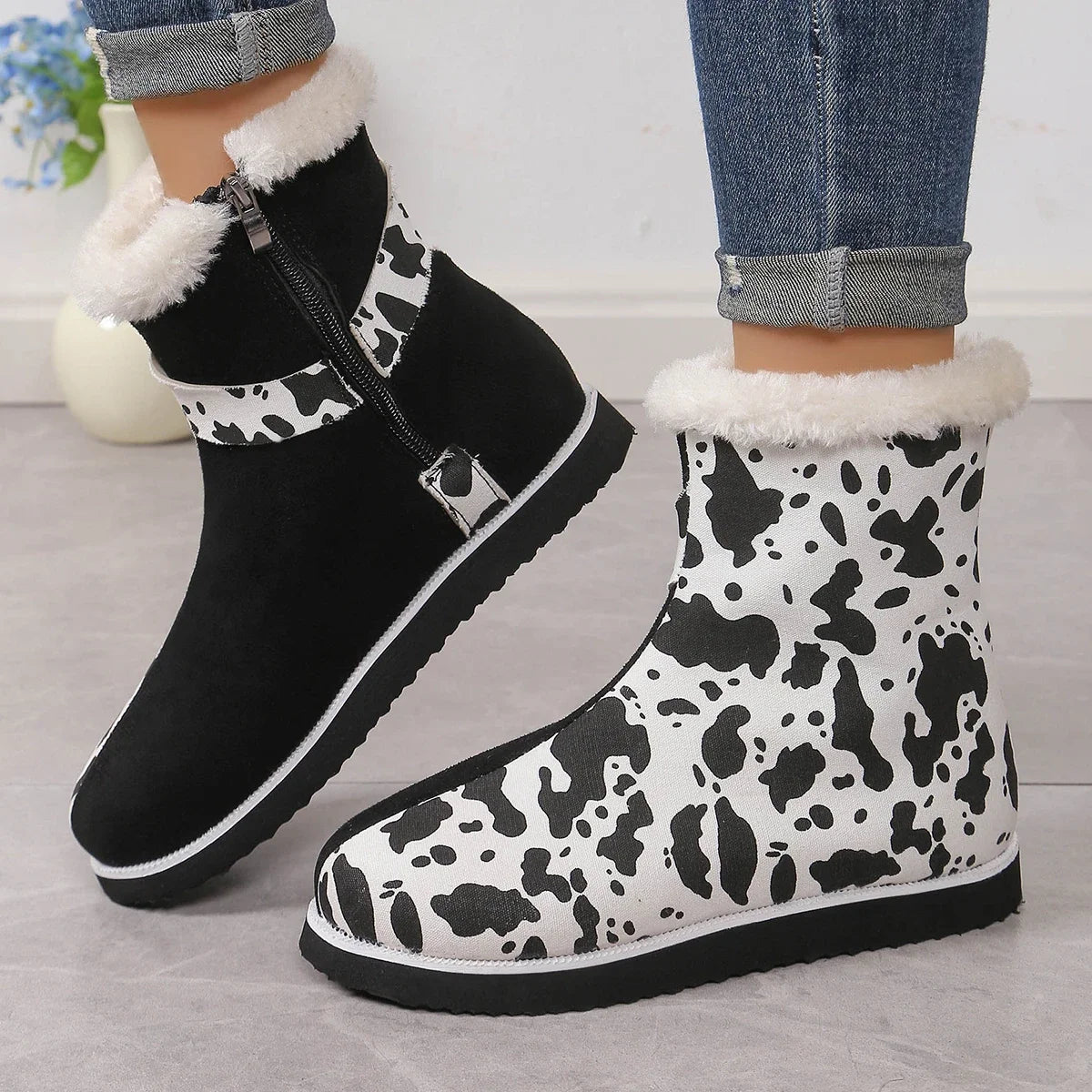 Raccoon Print Pattern Comfy Winter Boots